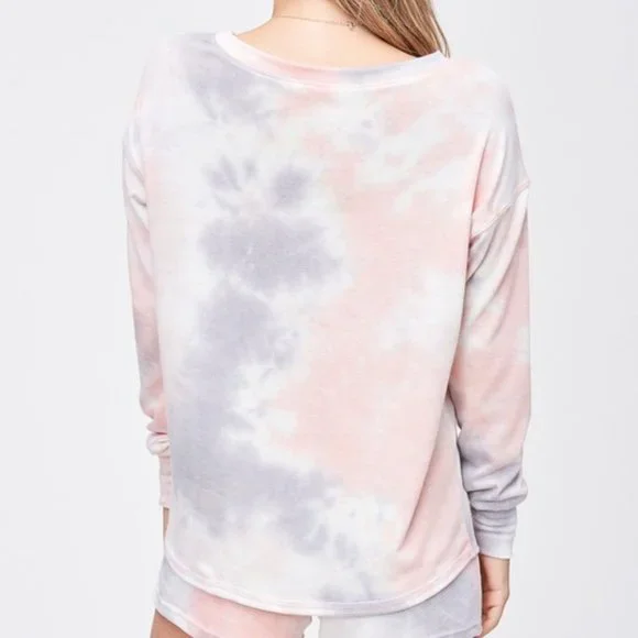 🚨 2 LEFT! Tie Dye Lounge Wear Set in PINK/GREY - Picture 5 of 7